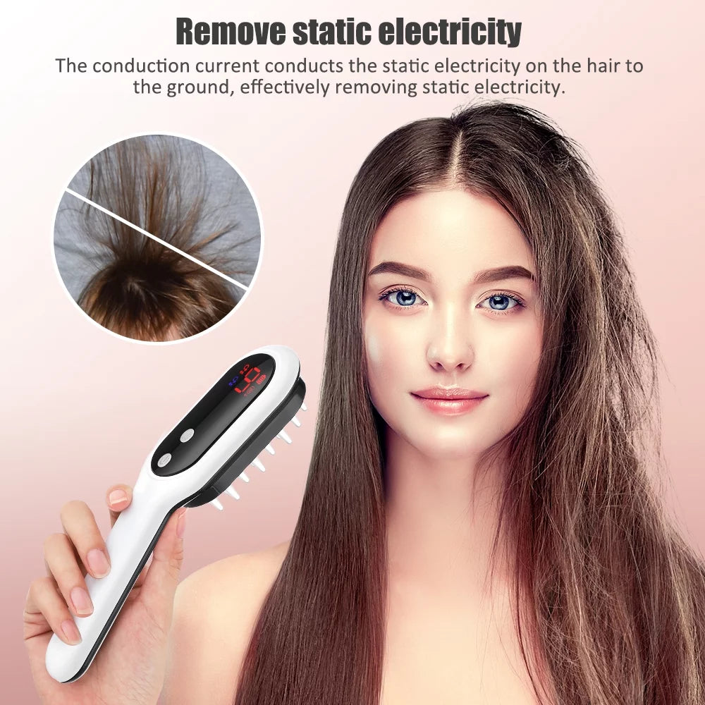 Laser Scalp Massager Comb, Hair Regrowth Brush Electric, Red Blue Light Phototherapy Vibration Hair Regrowth Brush for Hair Regrowth & anti Hair Loss