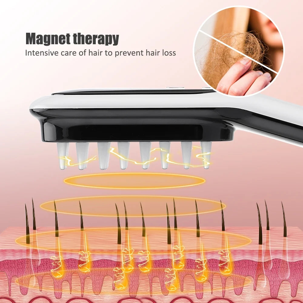 Laser Scalp Massager Comb, Hair Regrowth Brush Electric, Red Blue Light Phototherapy Vibration Hair Regrowth Brush for Hair Regrowth & anti Hair Loss